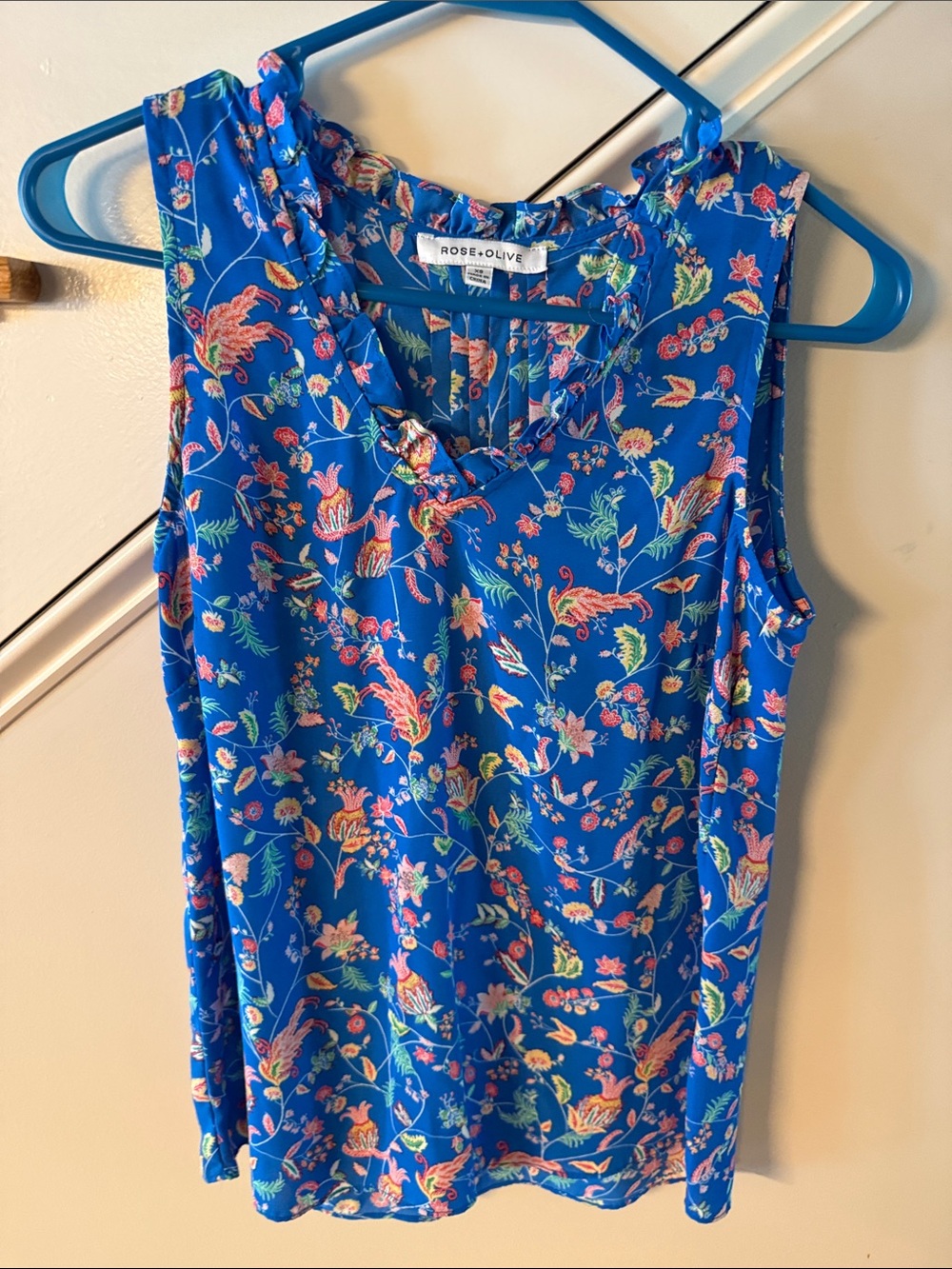 Rose & Olive Royal Blue Floral V-Neck Camisole